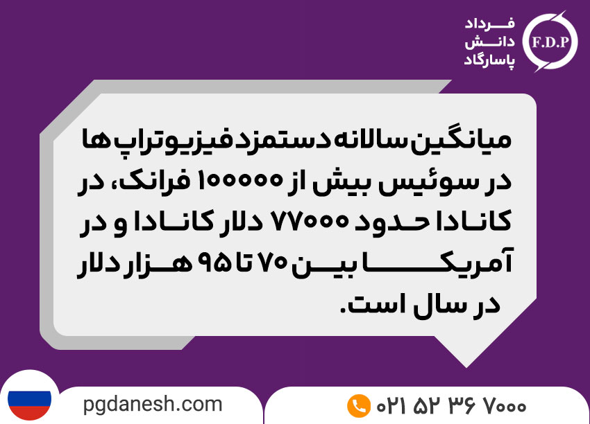 میانگین دستمزد سالانه فیزیوتراپ ها